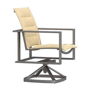 O.W. Lee Studio Padded Sling Swivel Rocker Dining Arm Chair
